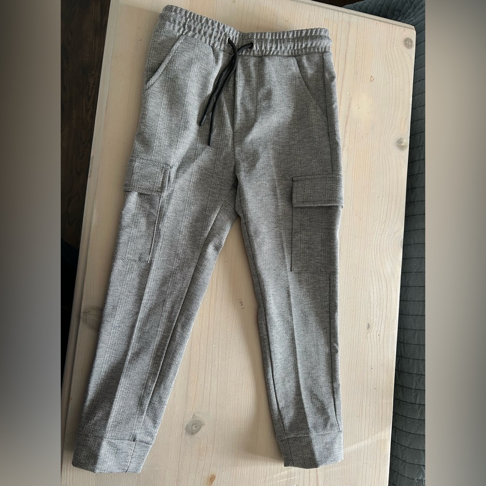 Kids' Gray Cargo Jogger Pants with Drawstring Waist